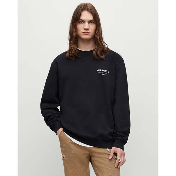 Allsaints Australia Mens Underground Oversized Crew Sweatshirt Black AU51-437